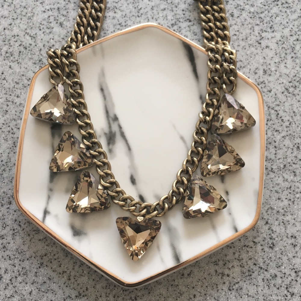Gold Triangle Cut Diamonds Statement Necklace - image 3